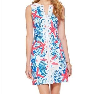 Lilly Pulitzer Coral and Blue Patterned Mini Dress